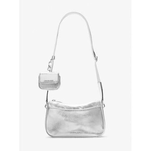 Mk Jet Set Medium Metallic Leather Crossbody Bag with Case for Apple Airpods Pro - Picture 1 of 8